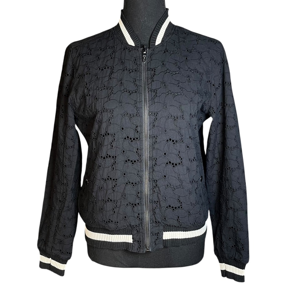 Blank NYC Reversible Black‎ Bomber Jacket Eyelet Lace Sz S Streetwear Sleek $148